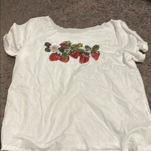 White T-Shirt with Strawberry Print